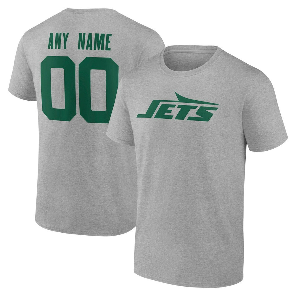 New York Jets Big & Tall Team Authentic Custom T-Shirt Gray