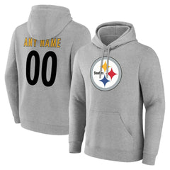Pittsburgh Steelers Big & Tall Team Authentic Custom Hoodie Gray