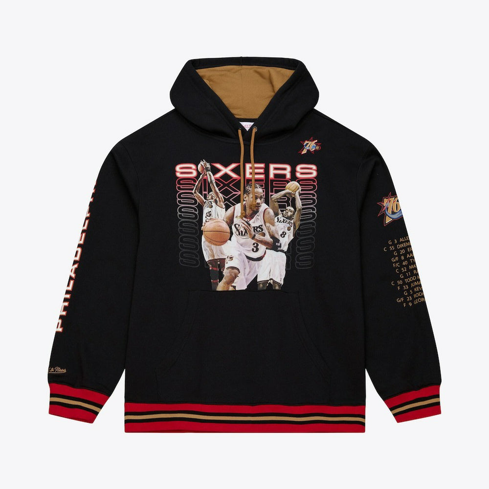 Philadelphia 76ers Hardwood Classics Originals Collection 2000-2001 Team Roster Fleece Hoodie Black | Mitchell & Ness US