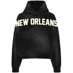 WRLDINVSN x New Orleans Saints Unisex Cozy Cropped Hoodie Black