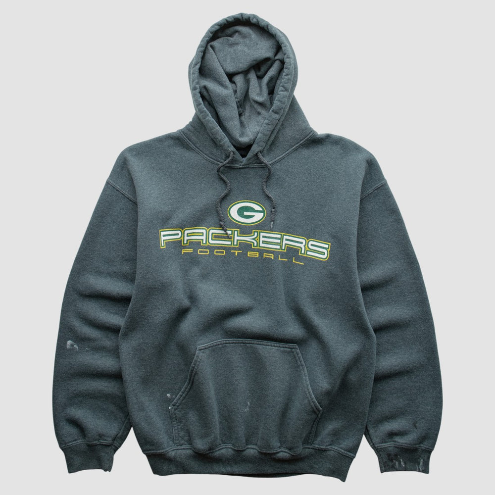 Fanatics Green Bay Packers 2000s Hooded Pullover Sweatshirt Dark Heather Gray Vintage