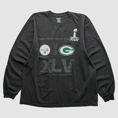 Fanatics Superbowl XLV Reebok 2011 Long Sleeve T-shirt Black Vintage