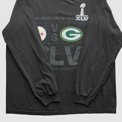 Fanatics Superbowl XLV Reebok 2011 Long Sleeve T-shirt Black Vintage