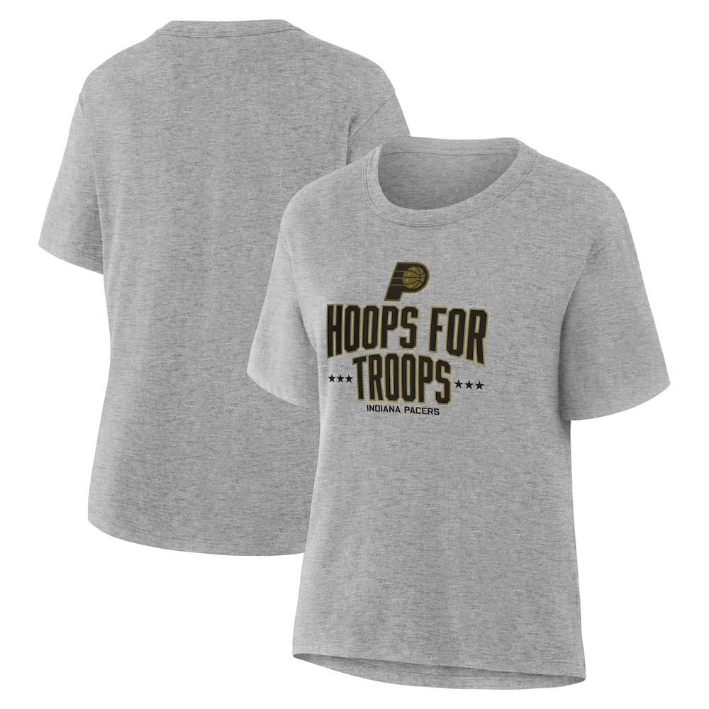 Indiana Pacers Women's Hoops For Troops T-Shirt Gray