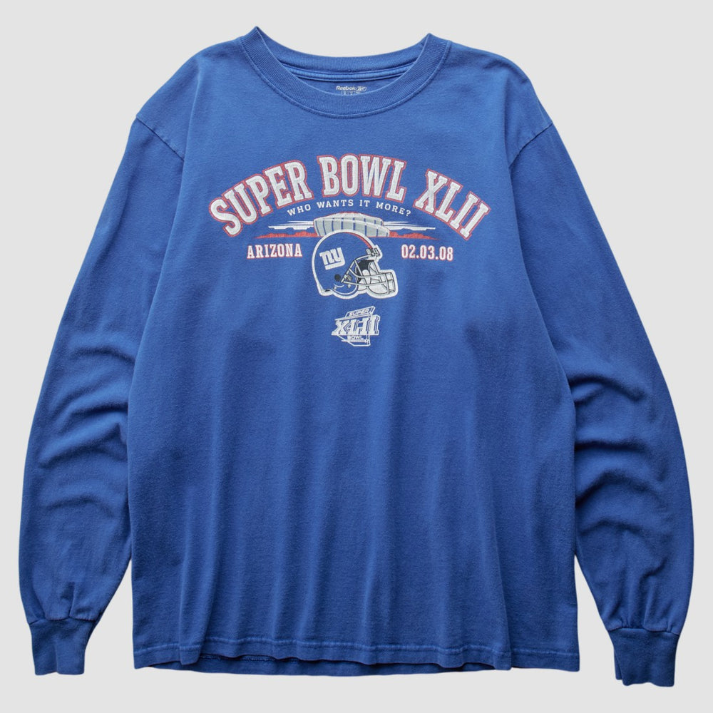 Fanatics New York Giants Reebok 2008 Long Sleeve T-shirt Blue Vintage