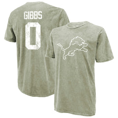 Jahmyr Gibbs Detroit Lions Majestic Threads Mineral Wash Name & Number T-Shirt Moss Green