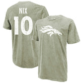 Bo Nix Denver Broncos Majestic Threads Mineral Wash Name & Number T-Shirt Moss Green