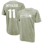 Jaxon Smith-Njigba Seattle Seahawks Majestic Threads Mineral Wash Name & Number T-Shirt Moss Green