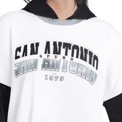 San Antonio Spurs G-III 4Her by Carl Banks Women's Key Player Oversized Hooded Long Sleeve T-Shirt White/Black