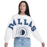 Dallas Mavericks G-III 4Her by Carl Banks Women's Bleachers Cropped French Terry Sweatshirt White