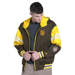 San Diego Padres Pro Player Legacy Lightweight Full-Zip Hooded Jacket - Brown/Gold - MLB Lifestyle