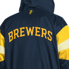 Milwaukee Brewers Pro Player Legacy Lightweight Full-Zip Hooded Jacket - Navy/Gold - MLB Sale