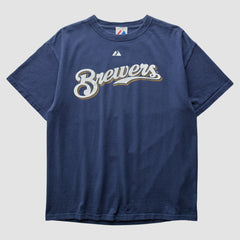 Milwaukee Brewers Majestic 2008 T-shirt - Navy - Vintage - Fanatics Sale