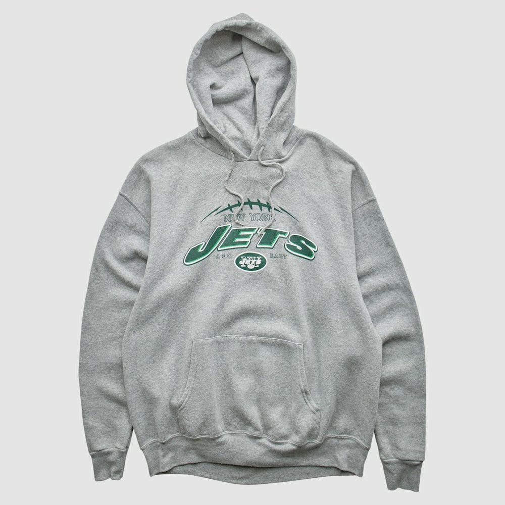Fanatics New York Jets NFL 2000s Hooded Pullover Sweatshirt Heather Gray Vintage