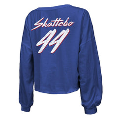 Cam Skattebo New York Giants Majestic Threads Women's Script Name & Number Long Sleeve T-Shirt Royal