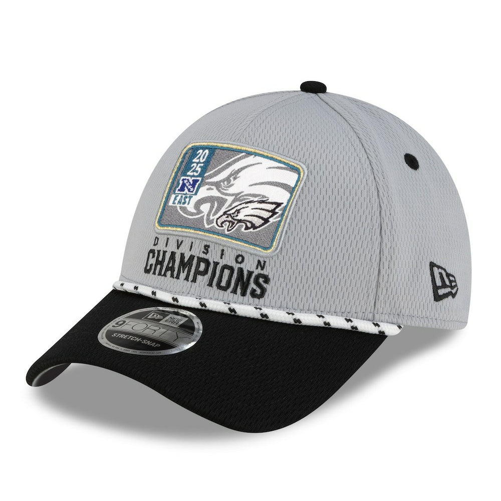 Philadelphia Eagles New Era 2025 NFC East Division Champions Locker Room Trophy Collection 9FORTY Adjustable Hat Gray/Black