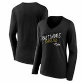 Baltimore Ravens Women's Hustle Long Sleeve V-Neck T-Shirt Black