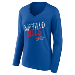Buffalo Bills Women's Hustle Long Sleeve V-Neck T-Shirt Royal