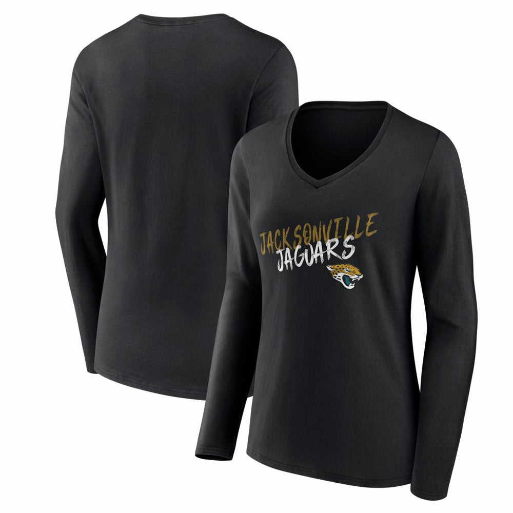 Jacksonville Jaguars Women's Hustle Long Sleeve V-Neck T-Shirt Black