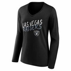 Las Vegas Raiders Women's Hustle Long Sleeve V-Neck T-Shirt Black