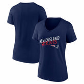 New England Patriots Women's Hustle V-Neck T-Shirt Navy