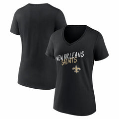 New Orleans Saints Women's Hustle V-Neck T-Shirt Black