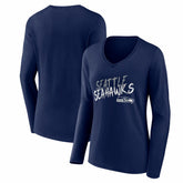 Seattle Seahawks Women's Hustle Long Sleeve V-Neck T-Shirt College Navy