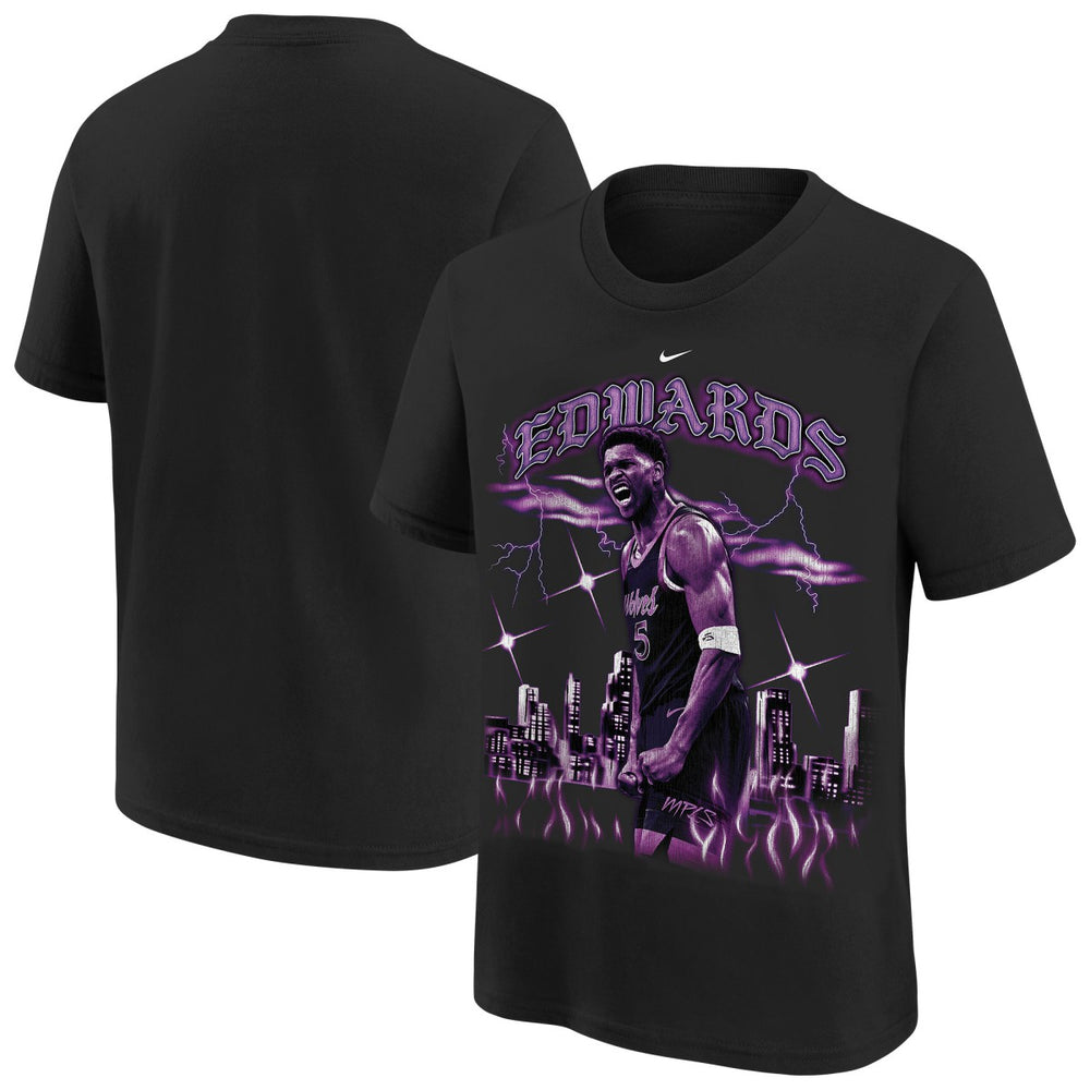 Anthony Edwards Minnesota Timberwolves Youth City Edition Player T-Shirt Black | Nike Near Me