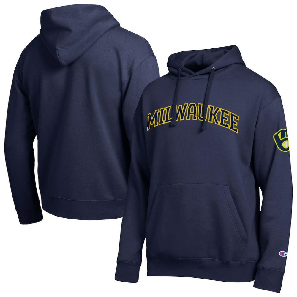 Milwaukee Brewers Champion All Star Wordmark Hoodie - Navy - MLB Online
