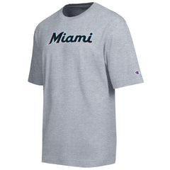 Miami Marlins Champion All Star Chenille Wordmark T-Shirt - Gray - MLB Online