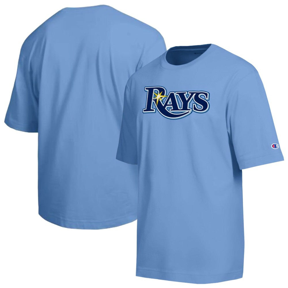 Tampa Bay Rays Champion All Star Chenille Wordmark T-Shirt - Light Blue - MLB Discount