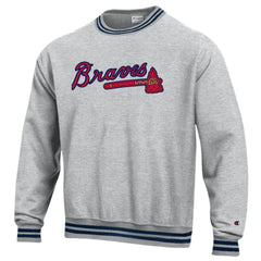 Atlanta Braves Champion Reverse Weave Sweatshirt - Heather Gray - MLB on Sale