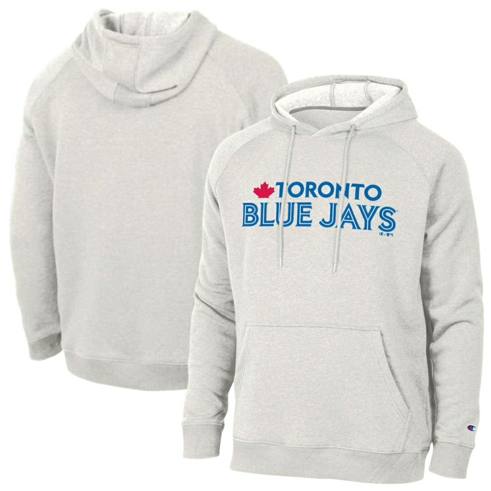 Toronto Blue Jays Champion Triumph Tri-Blend Raglan Hoodie - Heathered Core Ultra Light Grey - MLB Discount