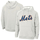 New York Mets Champion Triumph Tri-Blend Raglan Hoodie - Heathered Core Ultra Light Grey - MLB on Sale