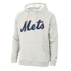 New York Mets Champion Triumph Tri-Blend Raglan Hoodie - Heathered Core Ultra Light Grey - MLB on Sale