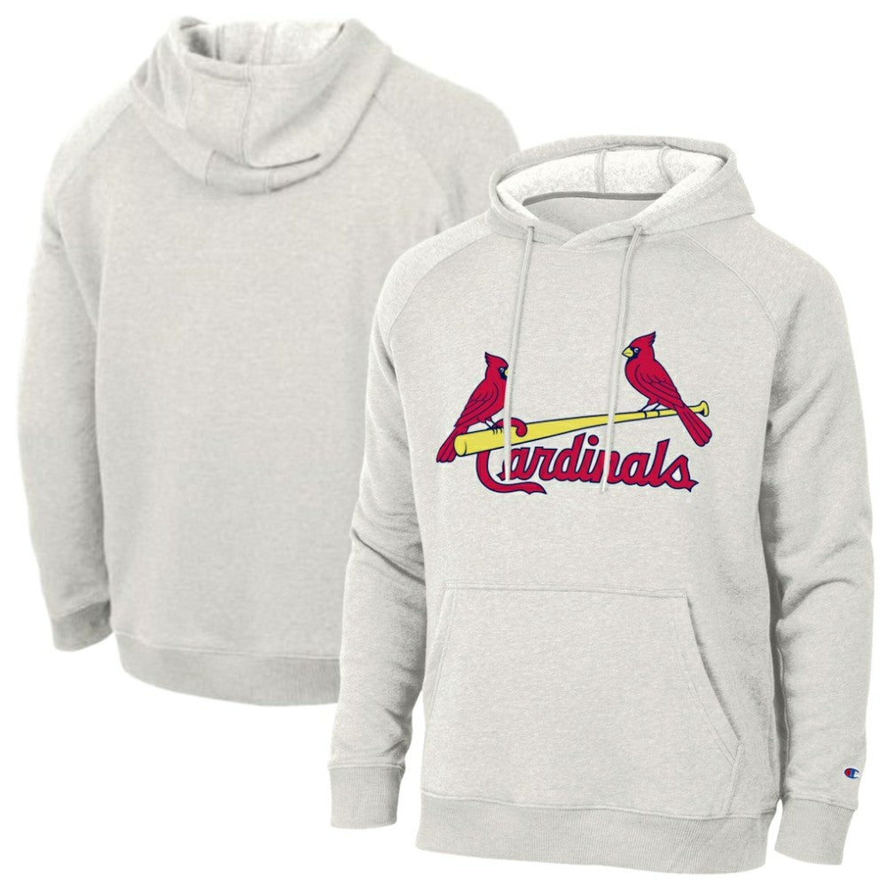 St. Louis Cardinals Champion Triumph Tri-Blend Raglan Hoodie - Heathered Core Ultra Light Grey - MLB Discount