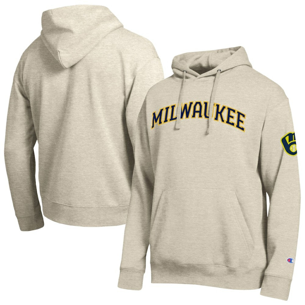 Milwaukee Brewers Champion All Star Chenille Patch Hoodie - Oatmeal - MLB Online