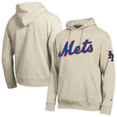 New York Mets Champion All Star Chenille Patch Hoodie - Oatmeal - MLB on Sale