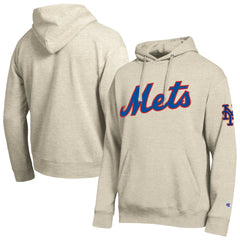 New York Mets Champion All Star Chenille Patch Hoodie - Oatmeal - MLB on Sale