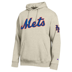 New York Mets Champion All Star Chenille Patch Hoodie - Oatmeal - MLB on Sale
