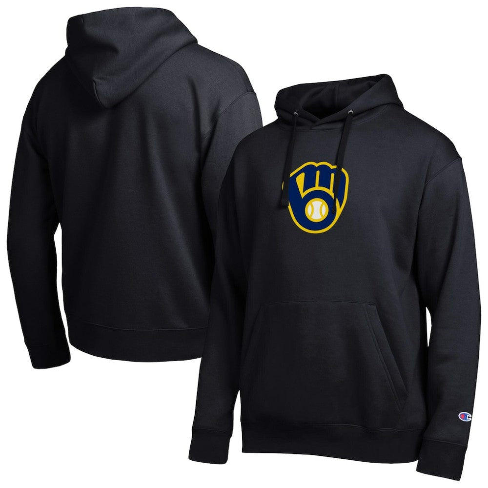 Milwaukee Brewers Champion All Star Embroidered Logo Hoodie - Black - MLB Lifestyle