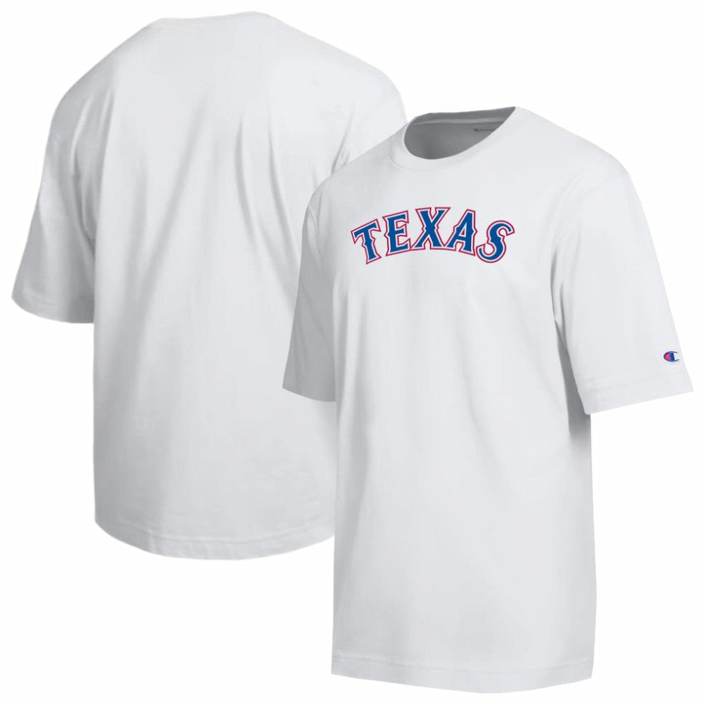 Texas Rangers Champion All Star Arched Chenille Wordmark T-Shirt - White - MLB Lifestyle