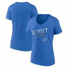 Detroit Lions Women's Hustle V-Neck T-Shirt Blue