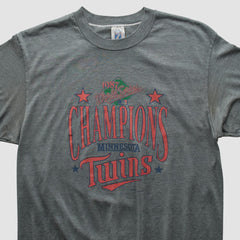 Minnesota Twins Logo 7 1987 T-shirt - Dark Heather Gray - Vintage - Fanatics Discount