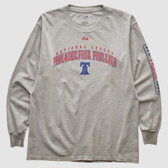 Philadelphia Phillies Majestic 2000s Long Sleeve T-shirt - Heather Gray - Vintage - Fanatics Sale