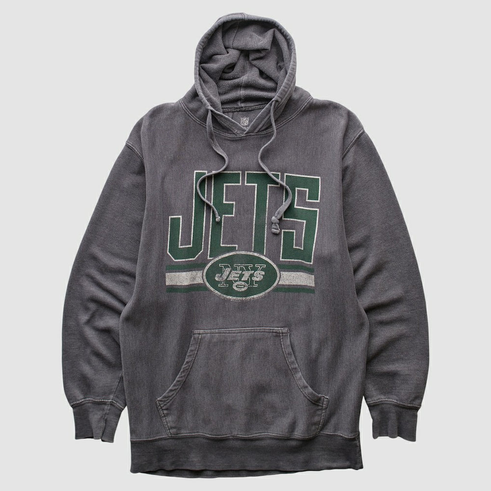 Fanatics New York Jets NFL 2010s Hooded Pullover Sweatshirt Dark Heather Gray Vintage