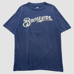 Milwaukee Brewers Majestic 2000s T-shirt - Navy - Vintage - Fanatics Discount