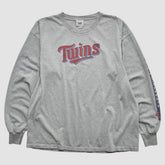 Minnesota Twins Lee Apparel 2000s Long Sleeve T-shirt - Heather Gray - Vintage - Fanatics Online
