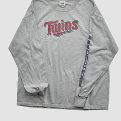 Minnesota Twins Lee Apparel 2000s Long Sleeve T-shirt - Heather Gray - Vintage - Fanatics Online