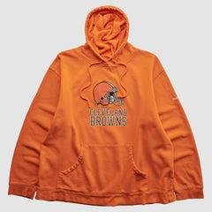 Fanatics Cleveland Browns Reebok 2000s Hooded Pullover Sweatshirt Orange Vintage